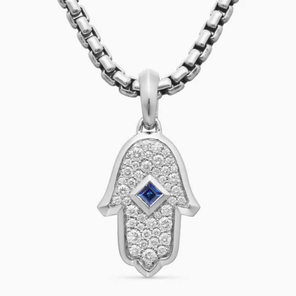 David Yurman 18k White Gold Hamsa Amulet And Chain 3200$